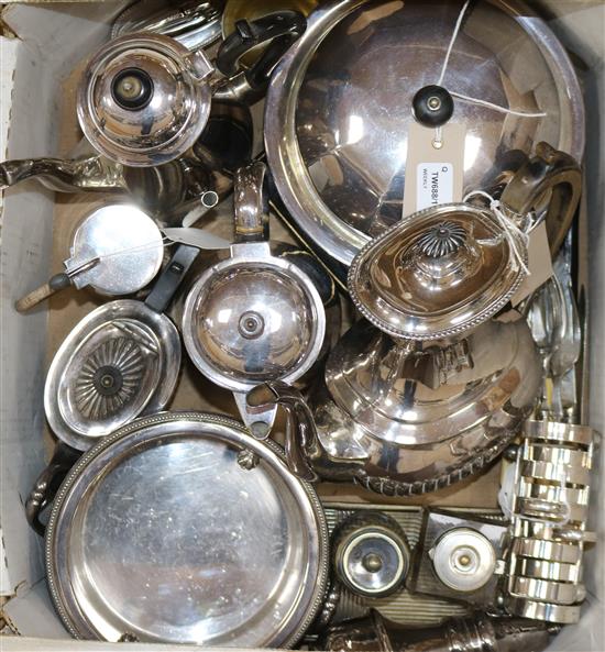 A collection of plated wares, including coffee pots,